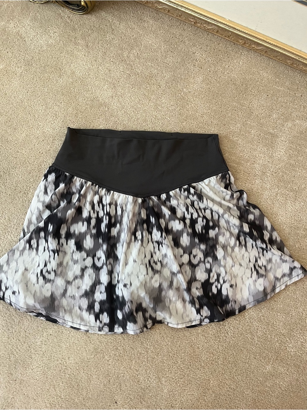 Black & Gray Patterned Athletic Skirt with Built in Shorts
